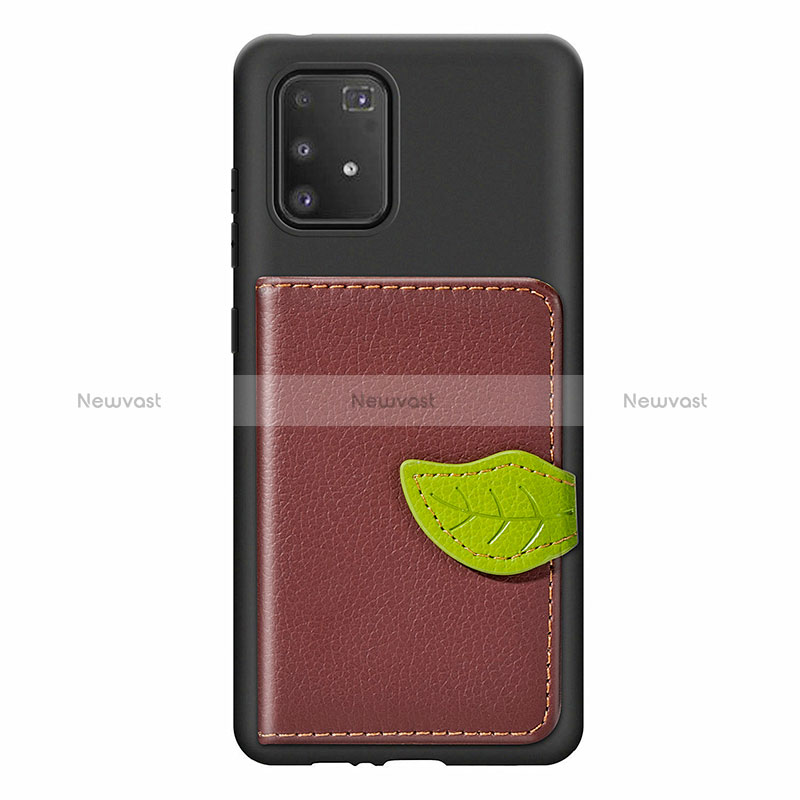 Ultra-thin Silicone Gel Soft Case Cover with Magnetic S02D for Samsung Galaxy S10 Lite Brown