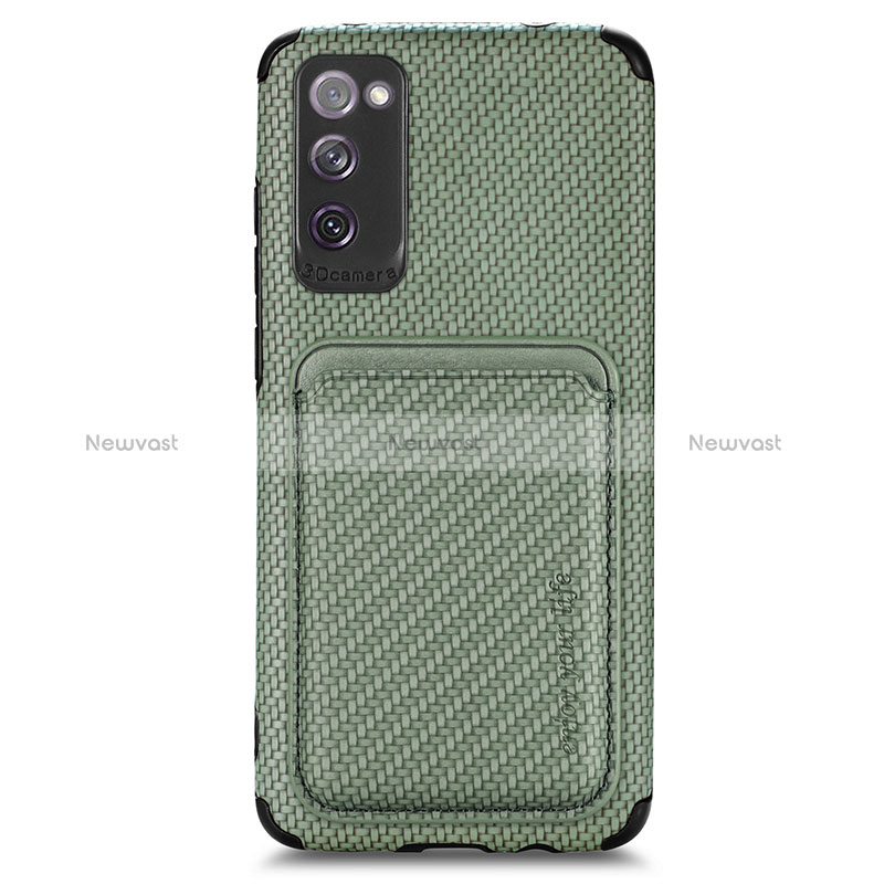 Ultra-thin Silicone Gel Soft Case Cover with Magnetic S02D for Samsung Galaxy S20 FE 4G Green