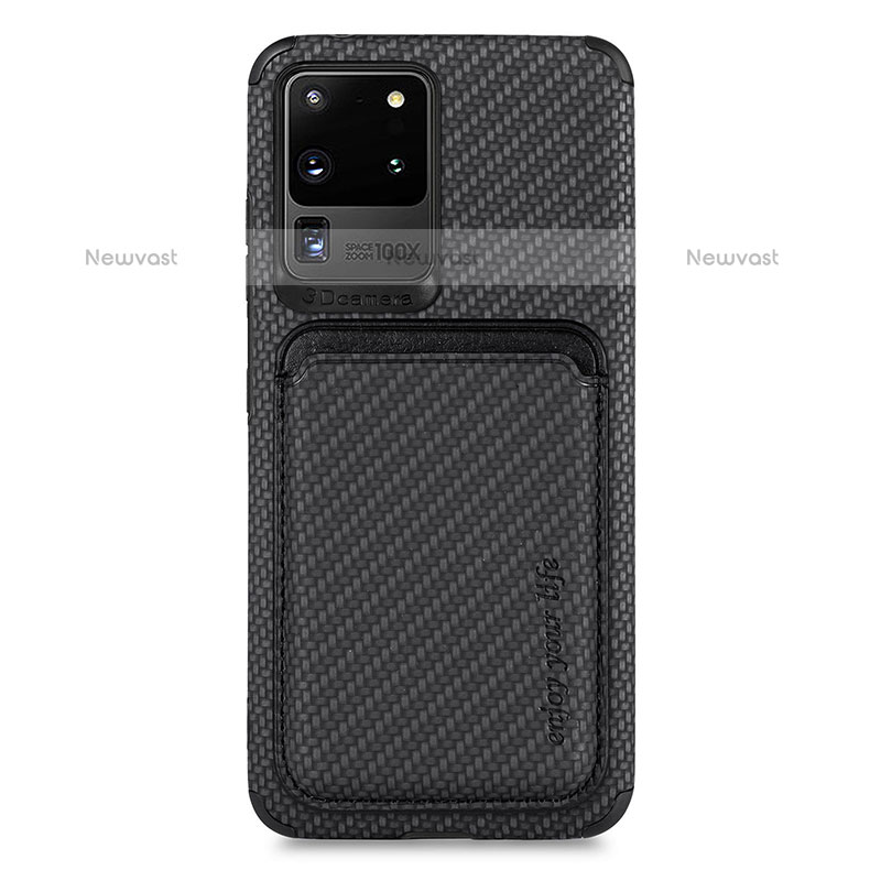 Ultra-thin Silicone Gel Soft Case Cover with Magnetic S02D for Samsung Galaxy S20 Ultra Black