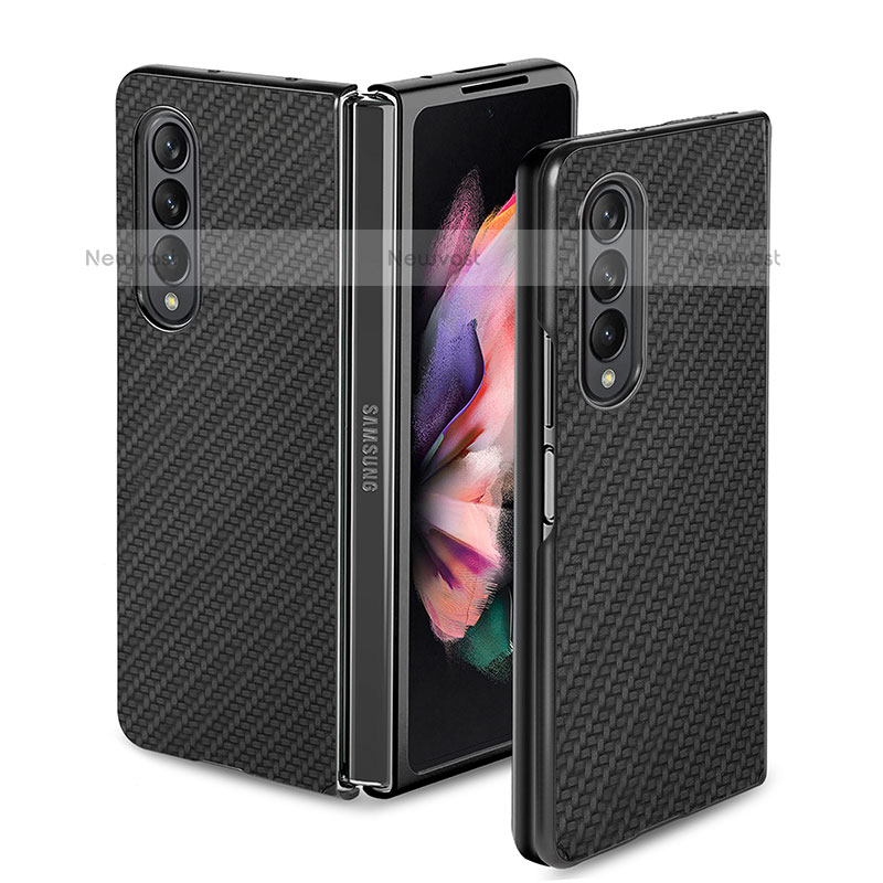 Ultra-thin Silicone Gel Soft Case Cover with Magnetic S02D for Samsung Galaxy Z Fold3 5G Black