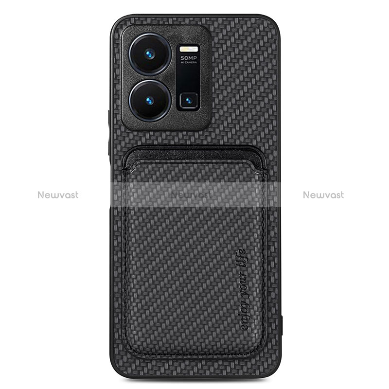 Ultra-thin Silicone Gel Soft Case Cover with Magnetic S02D for Vivo Y35 4G Black