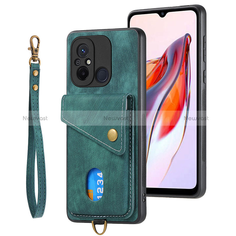 Ultra-thin Silicone Gel Soft Case Cover with Magnetic S02D for Xiaomi Poco C55 Green