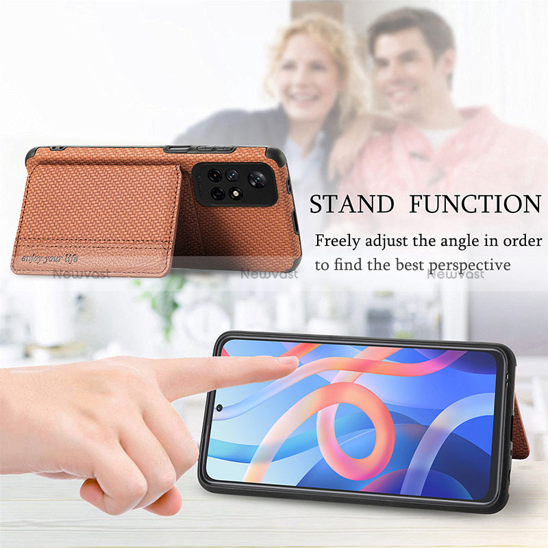 Ultra-thin Silicone Gel Soft Case Cover with Magnetic S02D for Xiaomi Poco M4 Pro 5G