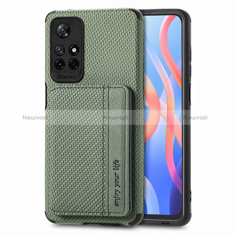 Ultra-thin Silicone Gel Soft Case Cover with Magnetic S02D for Xiaomi Poco M4 Pro 5G Green