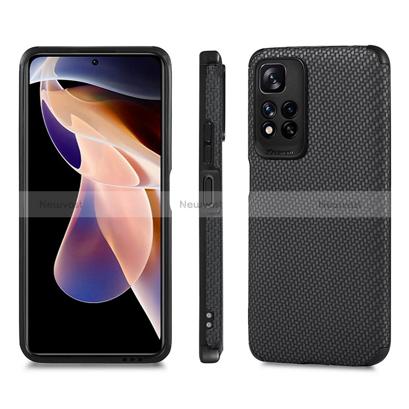 Ultra-thin Silicone Gel Soft Case Cover with Magnetic S02D for Xiaomi Poco X4 NFC Black