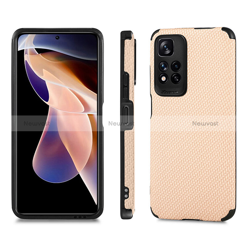 Ultra-thin Silicone Gel Soft Case Cover with Magnetic S02D for Xiaomi Poco X4 NFC Gold