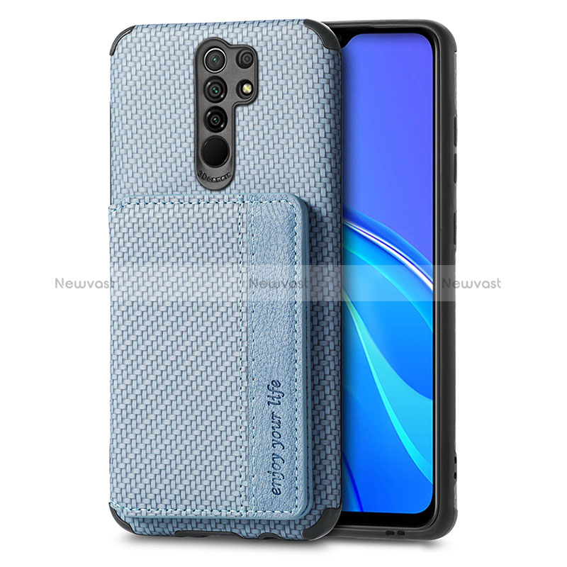 Ultra-thin Silicone Gel Soft Case Cover with Magnetic S02D for Xiaomi Redmi 9 Prime India Blue