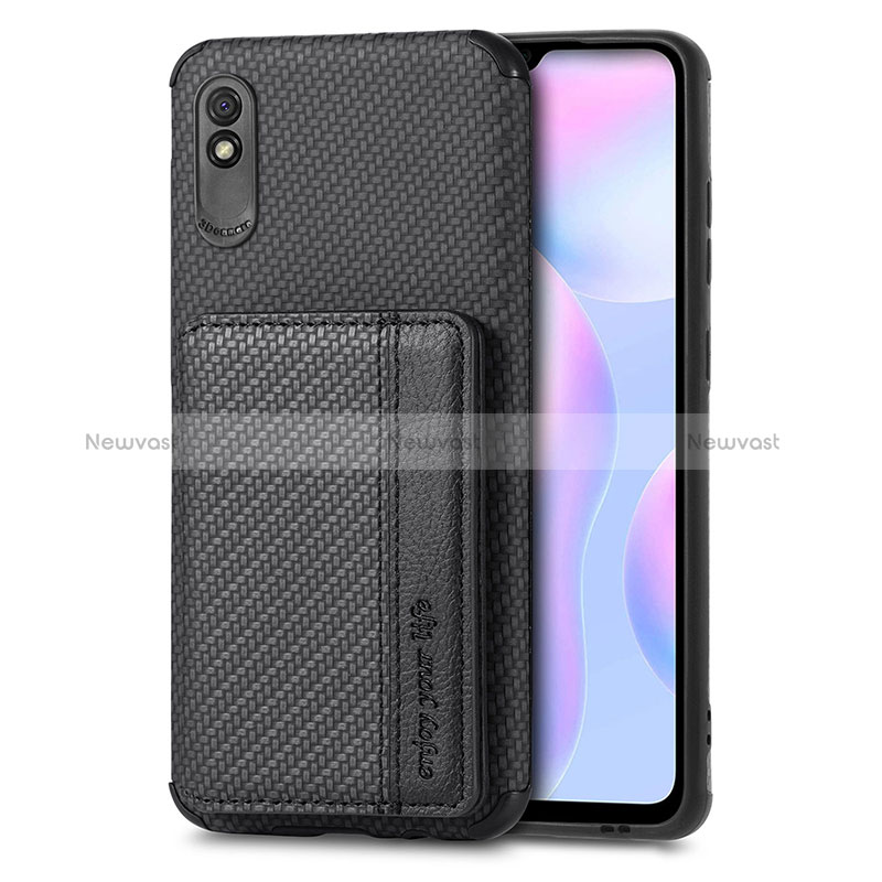 Ultra-thin Silicone Gel Soft Case Cover with Magnetic S02D for Xiaomi Redmi 9A Black