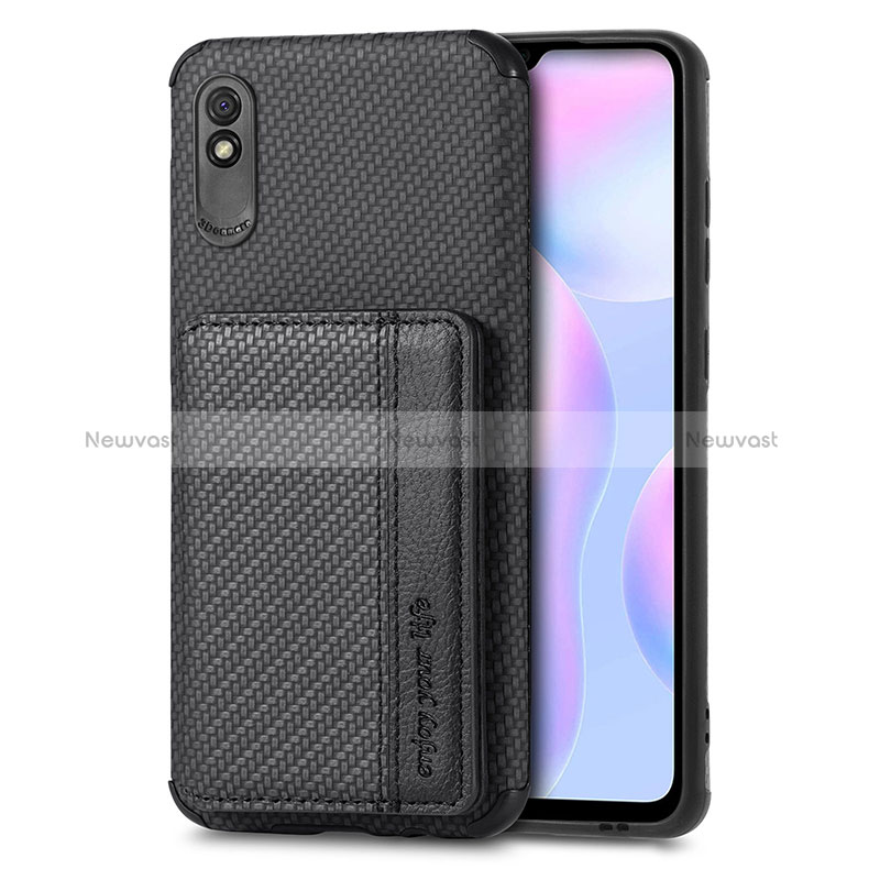 Ultra-thin Silicone Gel Soft Case Cover with Magnetic S02D for Xiaomi Redmi 9i Black