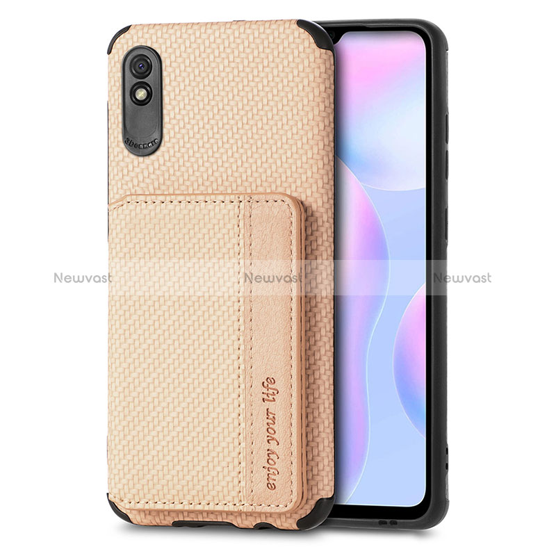 Ultra-thin Silicone Gel Soft Case Cover with Magnetic S02D for Xiaomi Redmi 9i Gold