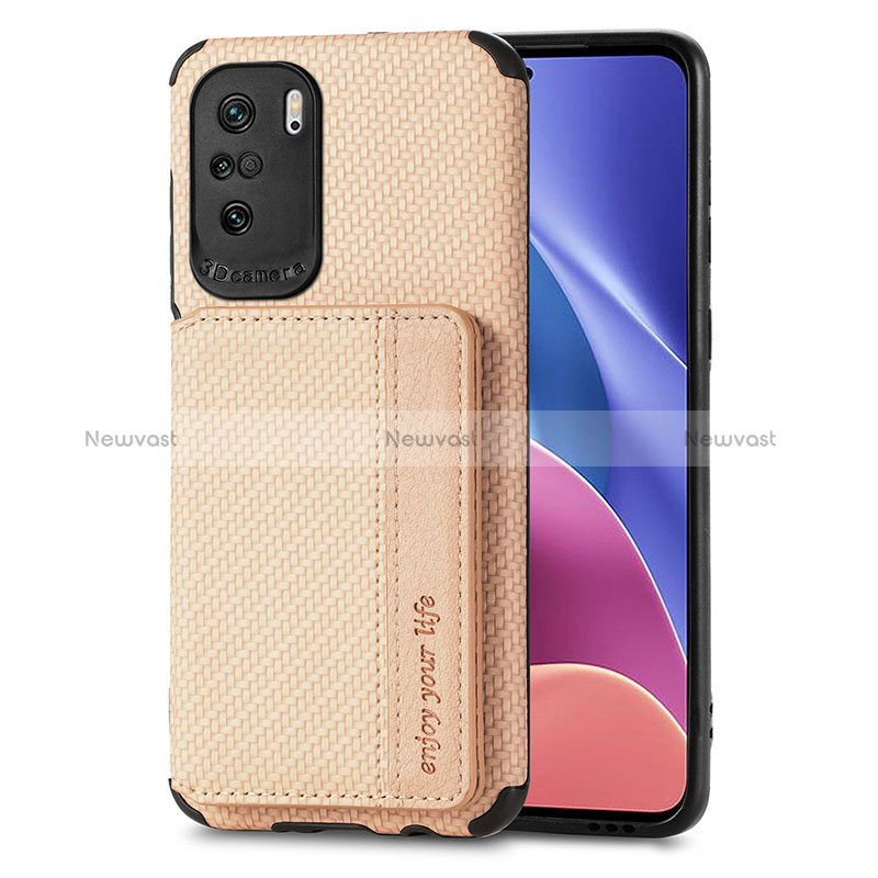 Ultra-thin Silicone Gel Soft Case Cover with Magnetic S02D for Xiaomi Redmi K40 Pro 5G Gold