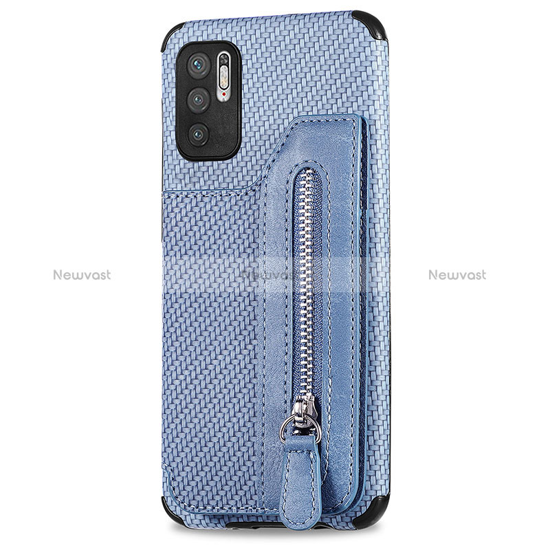 Ultra-thin Silicone Gel Soft Case Cover with Magnetic S02D for Xiaomi Redmi Note 10 5G Blue