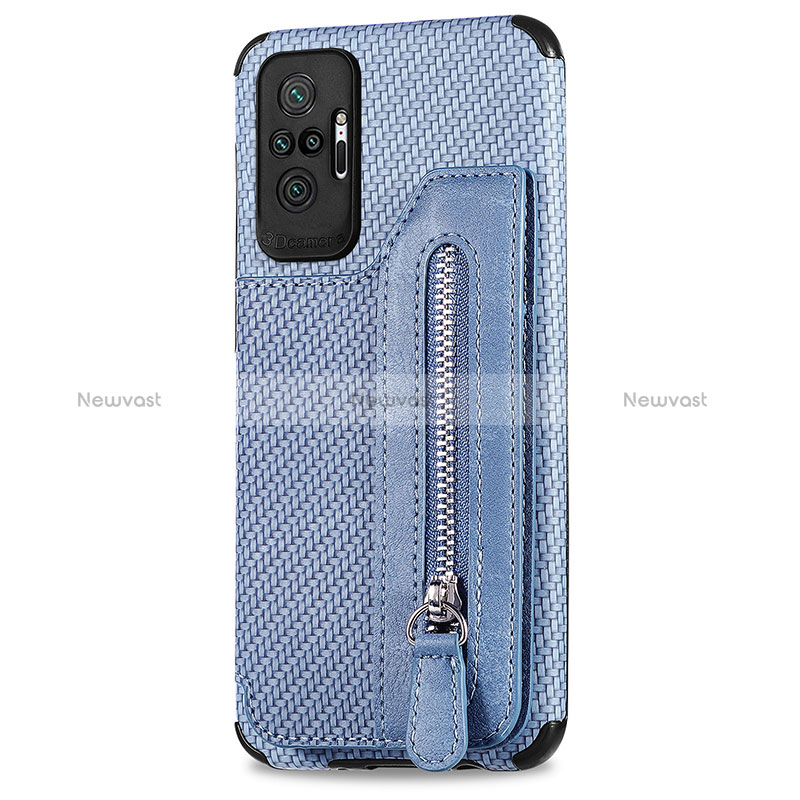 Ultra-thin Silicone Gel Soft Case Cover with Magnetic S02D for Xiaomi Redmi Note 10 Pro 4G Blue