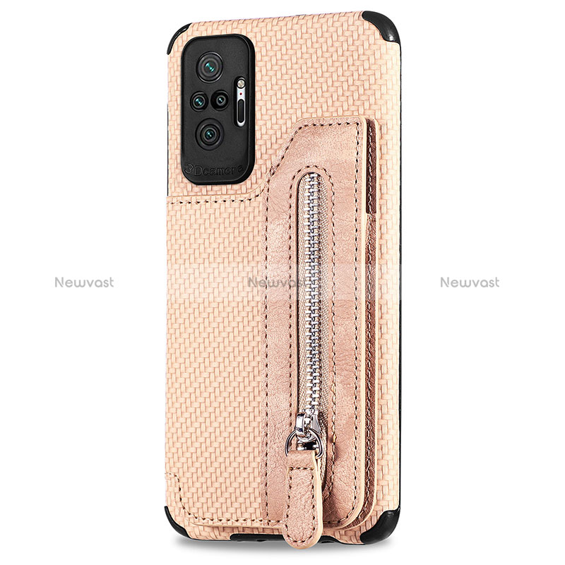 Ultra-thin Silicone Gel Soft Case Cover with Magnetic S02D for Xiaomi Redmi Note 10 Pro Max Gold