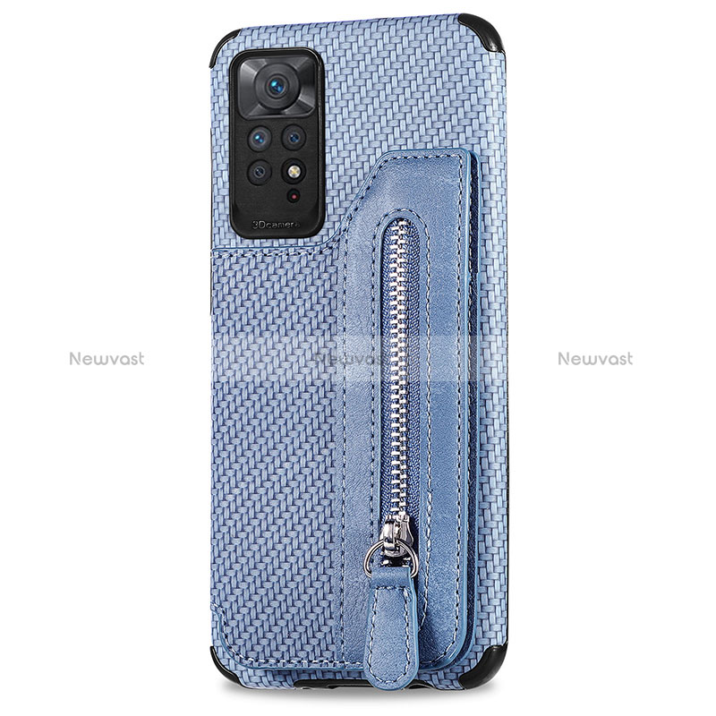 Ultra-thin Silicone Gel Soft Case Cover with Magnetic S02D for Xiaomi Redmi Note 11 4G (2022) Blue