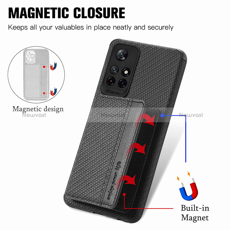 Ultra-thin Silicone Gel Soft Case Cover with Magnetic S02D for Xiaomi Redmi Note 11 5G