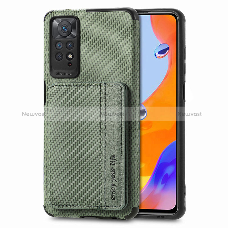 Ultra-thin Silicone Gel Soft Case Cover with Magnetic S02D for Xiaomi Redmi Note 11 Pro 4G Green