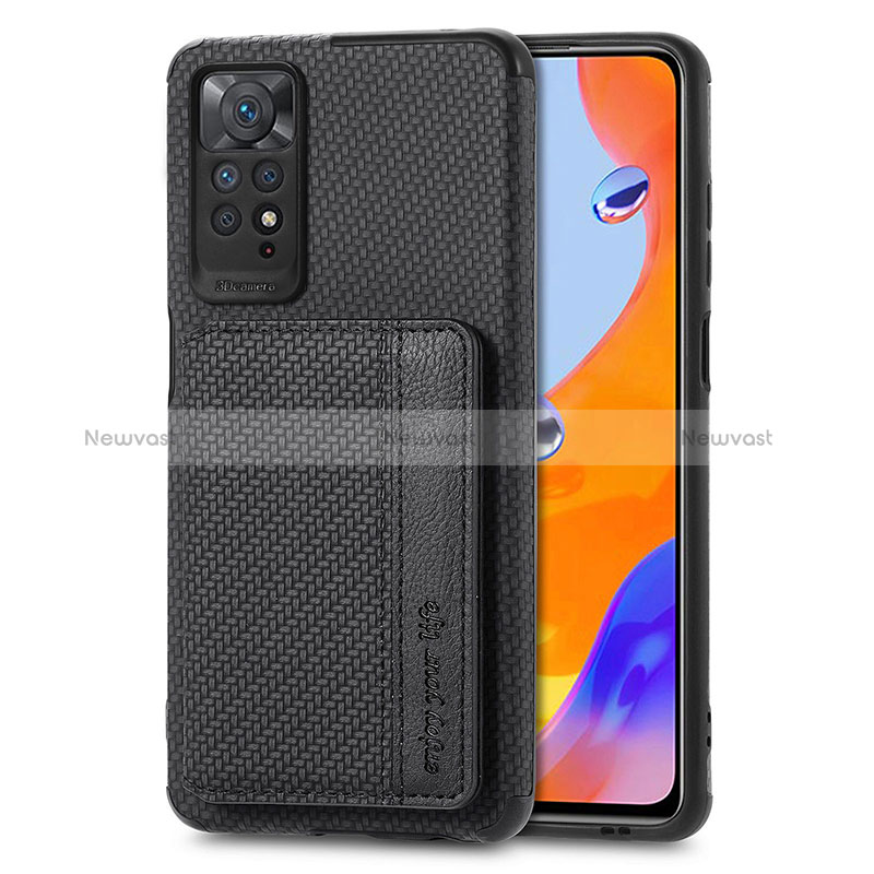 Ultra-thin Silicone Gel Soft Case Cover with Magnetic S02D for Xiaomi Redmi Note 11 Pro 5G Black
