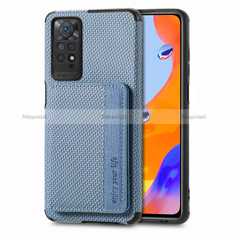 Ultra-thin Silicone Gel Soft Case Cover with Magnetic S02D for Xiaomi Redmi Note 11 Pro 5G Blue