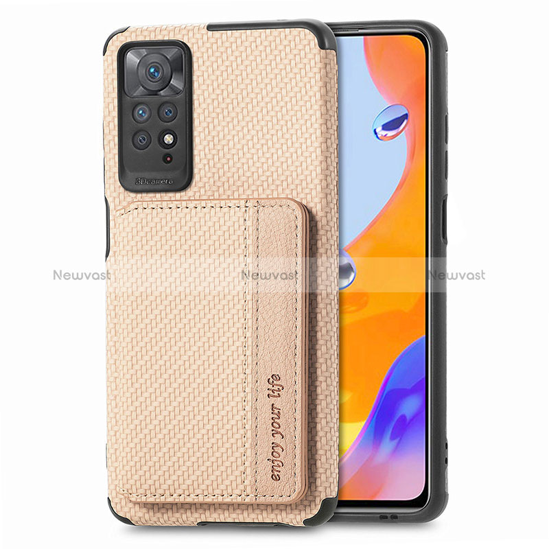 Ultra-thin Silicone Gel Soft Case Cover with Magnetic S02D for Xiaomi Redmi Note 11 Pro 5G Gold