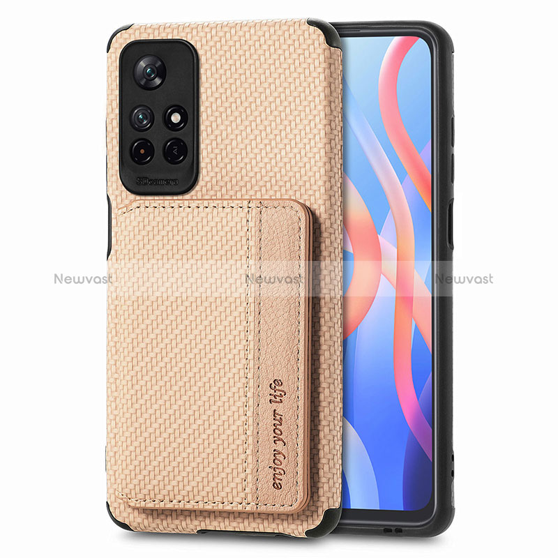 Ultra-thin Silicone Gel Soft Case Cover with Magnetic S02D for Xiaomi Redmi Note 11S 5G Gold