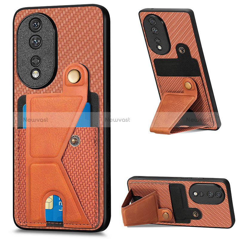 Ultra-thin Silicone Gel Soft Case Cover with Magnetic S03D for Huawei Honor 80 5G Brown