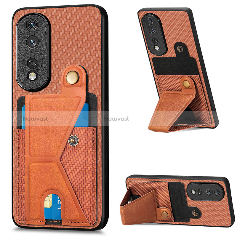 Ultra-thin Silicone Gel Soft Case Cover with Magnetic S03D for Huawei Honor 80 Pro 5G Brown