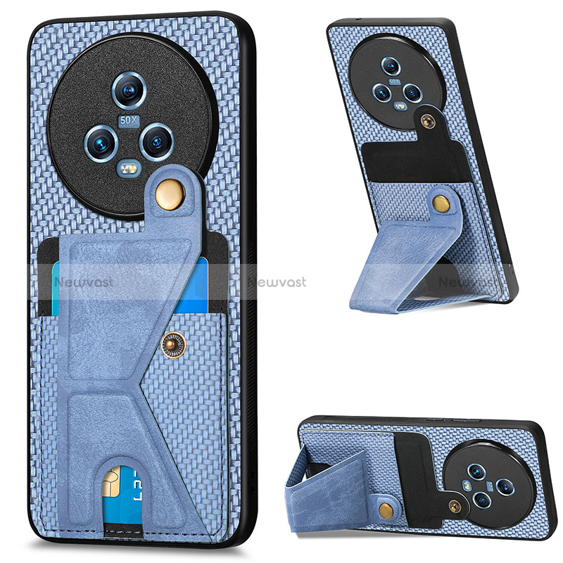 Ultra-thin Silicone Gel Soft Case Cover with Magnetic S03D for Huawei Honor Magic5 5G Blue