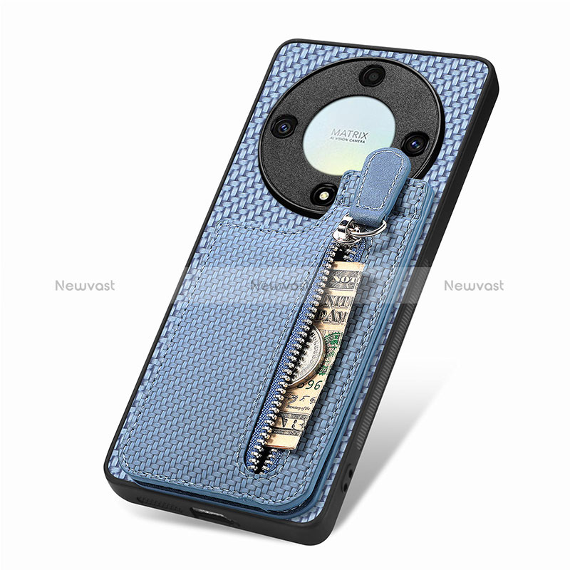 Ultra-thin Silicone Gel Soft Case Cover with Magnetic S03D for Huawei Honor Magic5 Lite 5G Blue