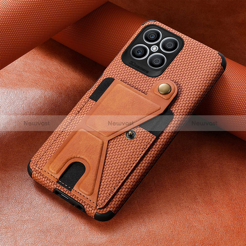 Ultra-thin Silicone Gel Soft Case Cover with Magnetic S03D for Huawei Honor X8 4G Brown