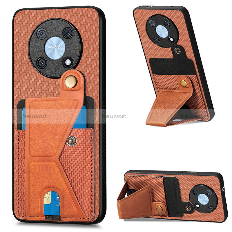 Ultra-thin Silicone Gel Soft Case Cover with Magnetic S03D for Huawei Nova Y90 Brown