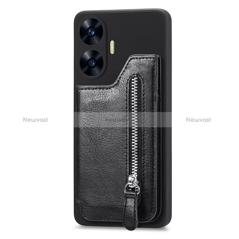 Ultra-thin Silicone Gel Soft Case Cover with Magnetic S03D for Realme Narzo N55 Black