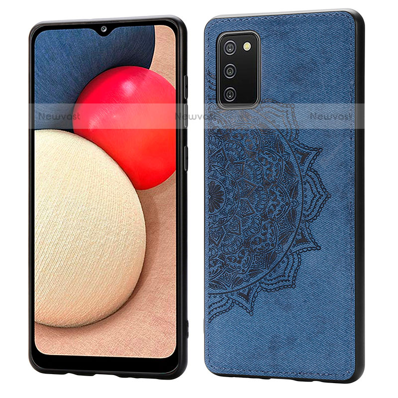 Ultra-thin Silicone Gel Soft Case Cover with Magnetic S03D for Samsung Galaxy A02s Blue