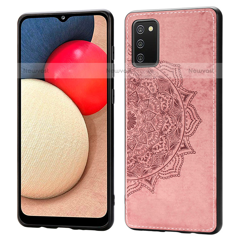 Ultra-thin Silicone Gel Soft Case Cover with Magnetic S03D for Samsung Galaxy A02s Rose Gold