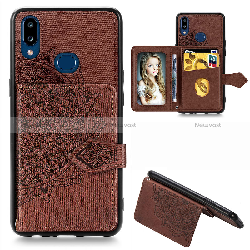 Ultra-thin Silicone Gel Soft Case Cover with Magnetic S03D for Samsung Galaxy A10s Brown