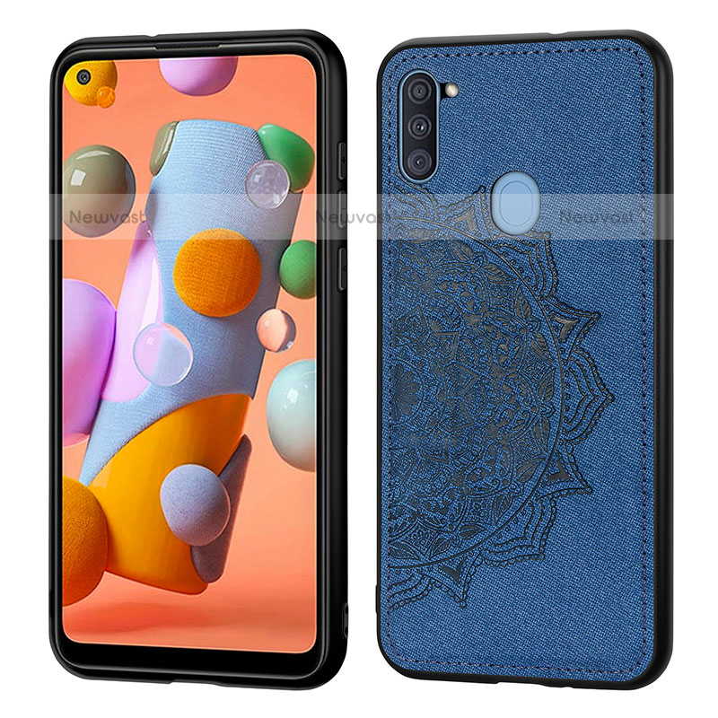 Ultra-thin Silicone Gel Soft Case Cover with Magnetic S03D for Samsung Galaxy A11 Blue