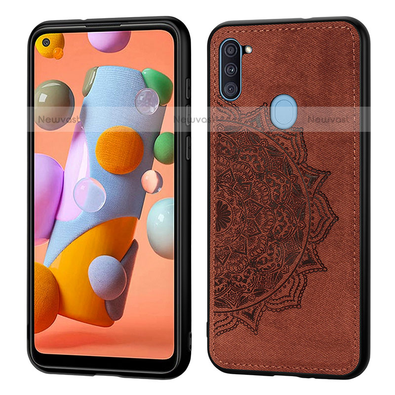 Ultra-thin Silicone Gel Soft Case Cover with Magnetic S03D for Samsung Galaxy A11 Brown
