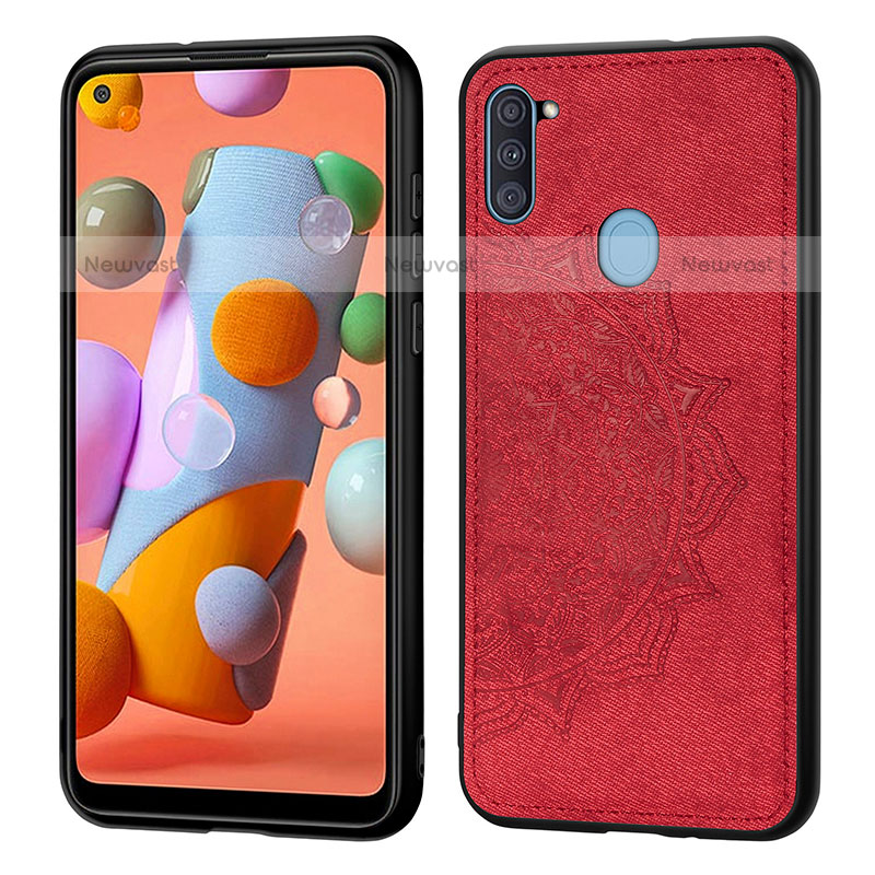 Ultra-thin Silicone Gel Soft Case Cover with Magnetic S03D for Samsung Galaxy A11 Red