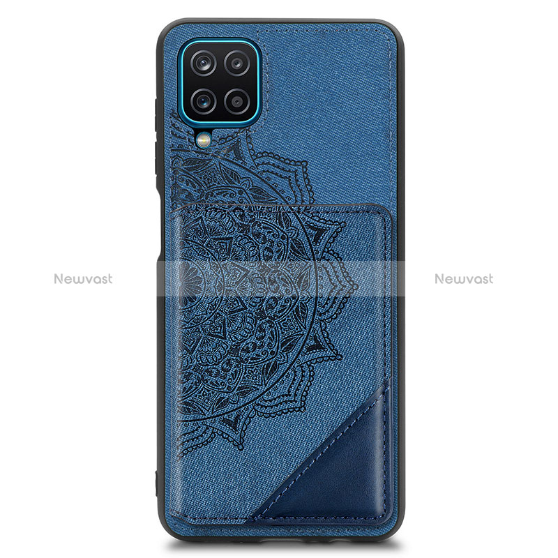 Ultra-thin Silicone Gel Soft Case Cover with Magnetic S03D for Samsung Galaxy A12 5G Blue