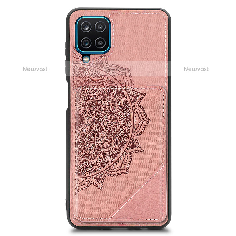 Ultra-thin Silicone Gel Soft Case Cover with Magnetic S03D for Samsung Galaxy A12 Rose Gold