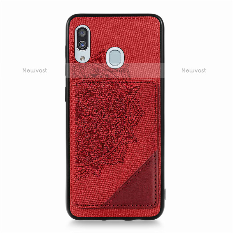 Ultra-thin Silicone Gel Soft Case Cover with Magnetic S03D for Samsung Galaxy A20 Red