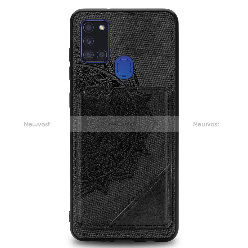 Ultra-thin Silicone Gel Soft Case Cover with Magnetic S03D for Samsung Galaxy A21s Black