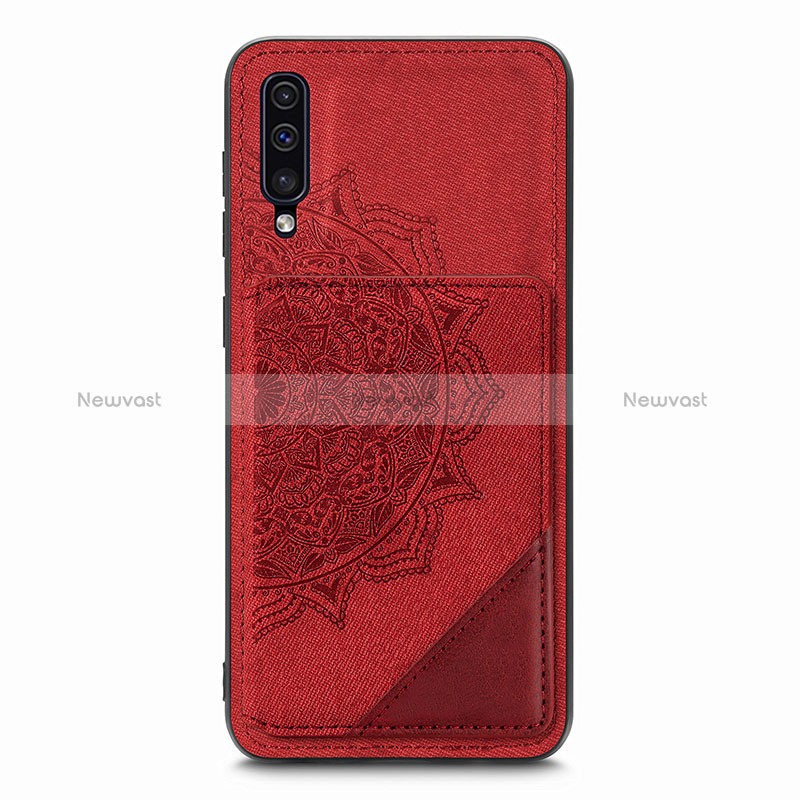 Ultra-thin Silicone Gel Soft Case Cover with Magnetic S03D for Samsung Galaxy A30S Red