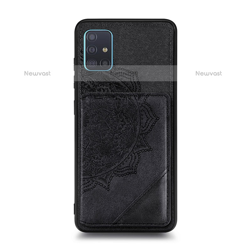 Ultra-thin Silicone Gel Soft Case Cover with Magnetic S03D for Samsung Galaxy A51 4G Black