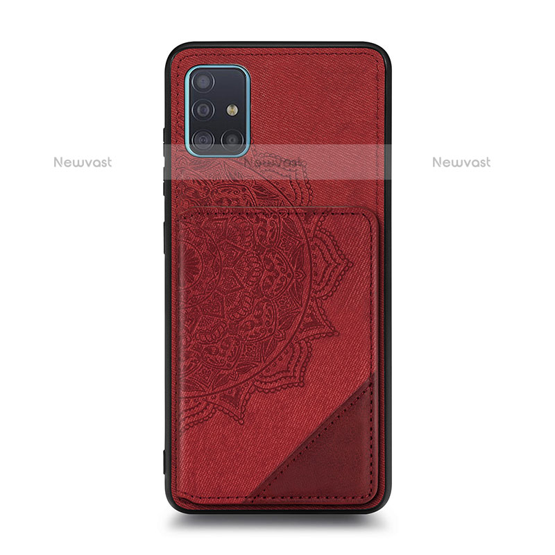 Ultra-thin Silicone Gel Soft Case Cover with Magnetic S03D for Samsung Galaxy A51 4G Red