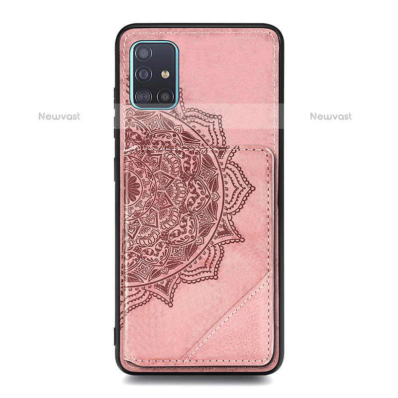 Ultra-thin Silicone Gel Soft Case Cover with Magnetic S03D for Samsung Galaxy A51 4G Rose Gold