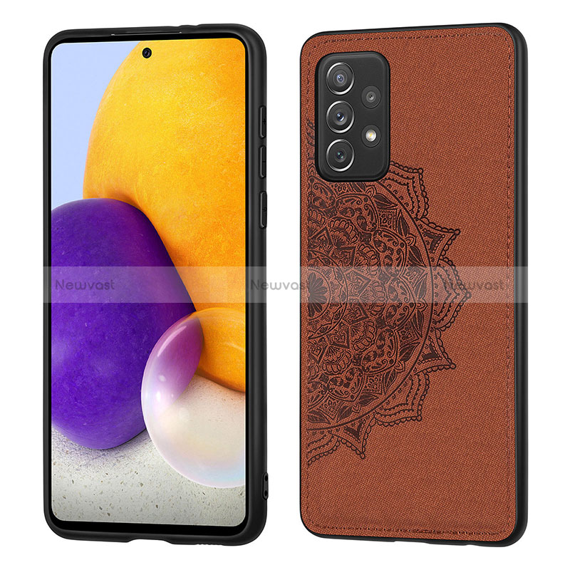 Ultra-thin Silicone Gel Soft Case Cover with Magnetic S03D for Samsung Galaxy A52 4G Brown