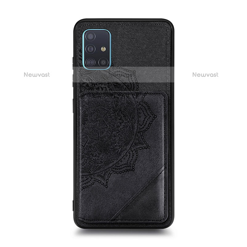 Ultra-thin Silicone Gel Soft Case Cover with Magnetic S03D for Samsung Galaxy A71 4G A715 Black