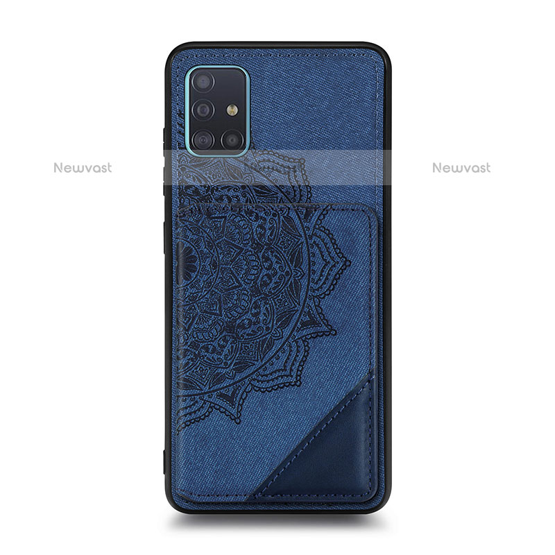 Ultra-thin Silicone Gel Soft Case Cover with Magnetic S03D for Samsung Galaxy A71 4G A715 Blue