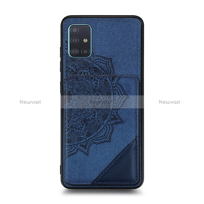 Ultra-thin Silicone Gel Soft Case Cover with Magnetic S03D for Samsung Galaxy A71 5G Blue